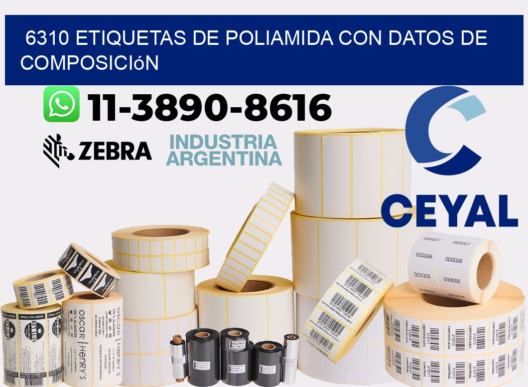 6310 Etiquetas de poliamida con datos de composición