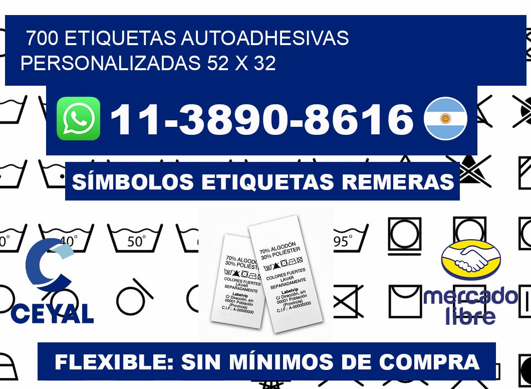 700 Etiquetas autoadhesivas personalizadas 52 x 32