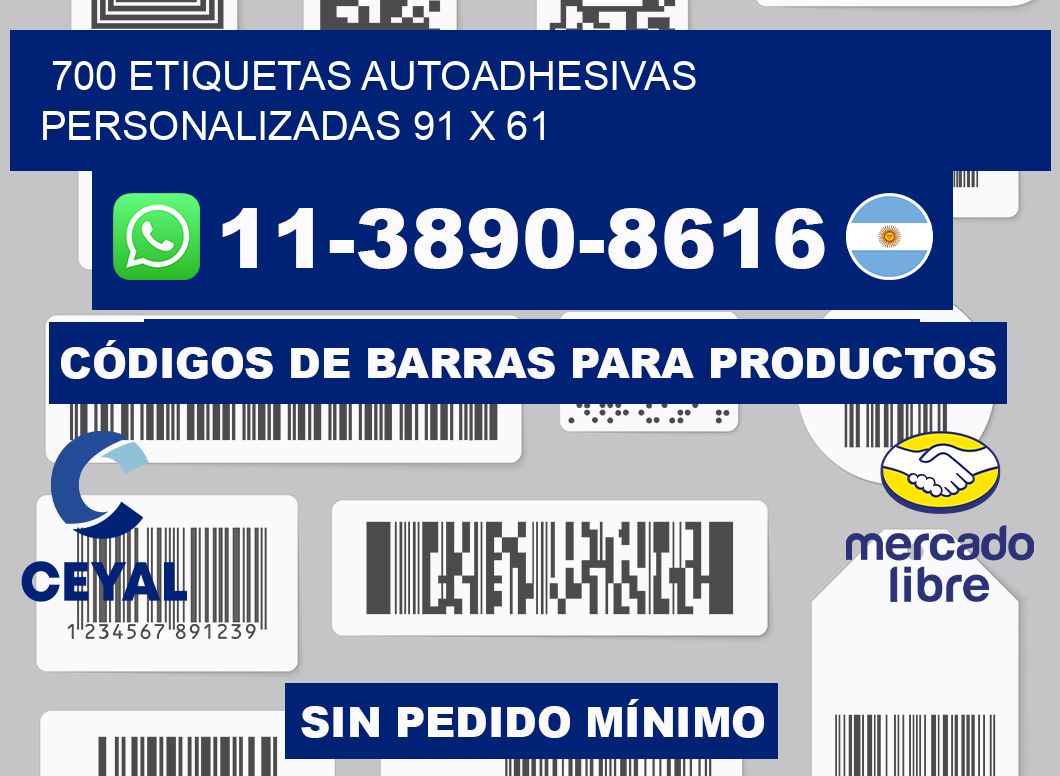 700 Etiquetas autoadhesivas personalizadas 91 x 61