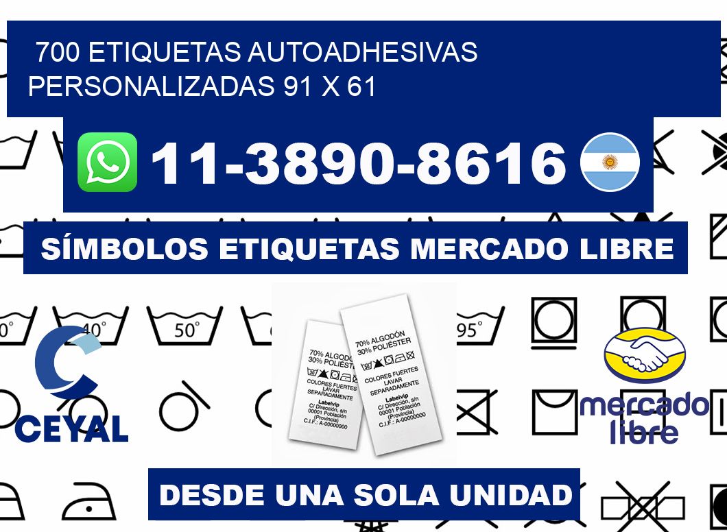 700 Etiquetas autoadhesivas personalizadas 91 x 61