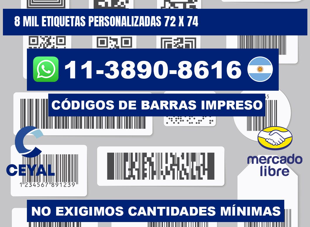 8 mil etiquetas personalizadas 72 x 74
