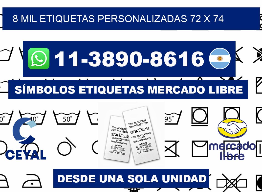 8 mil etiquetas personalizadas 72 x 74