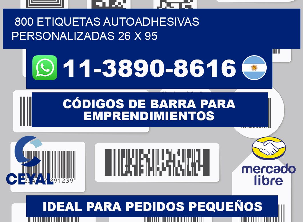 800 Etiquetas autoadhesivas personalizadas 26 x 95