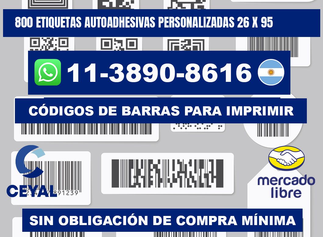 800 Etiquetas autoadhesivas personalizadas 26 x 95