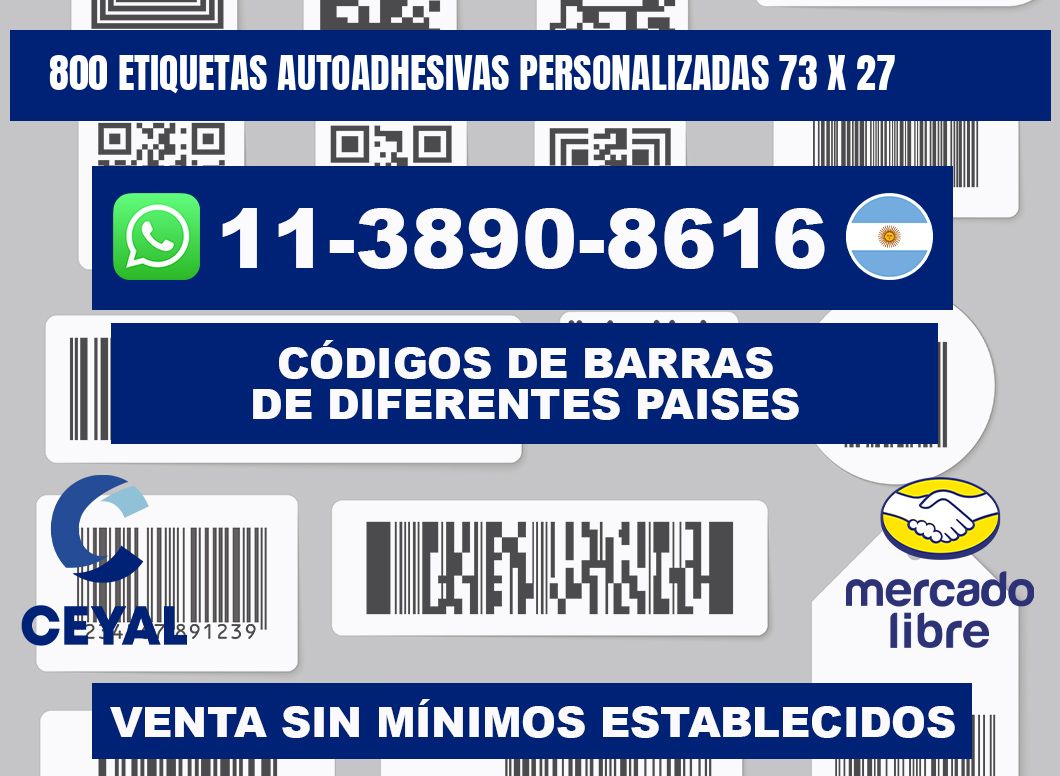 800 Etiquetas autoadhesivas personalizadas 73 x 27