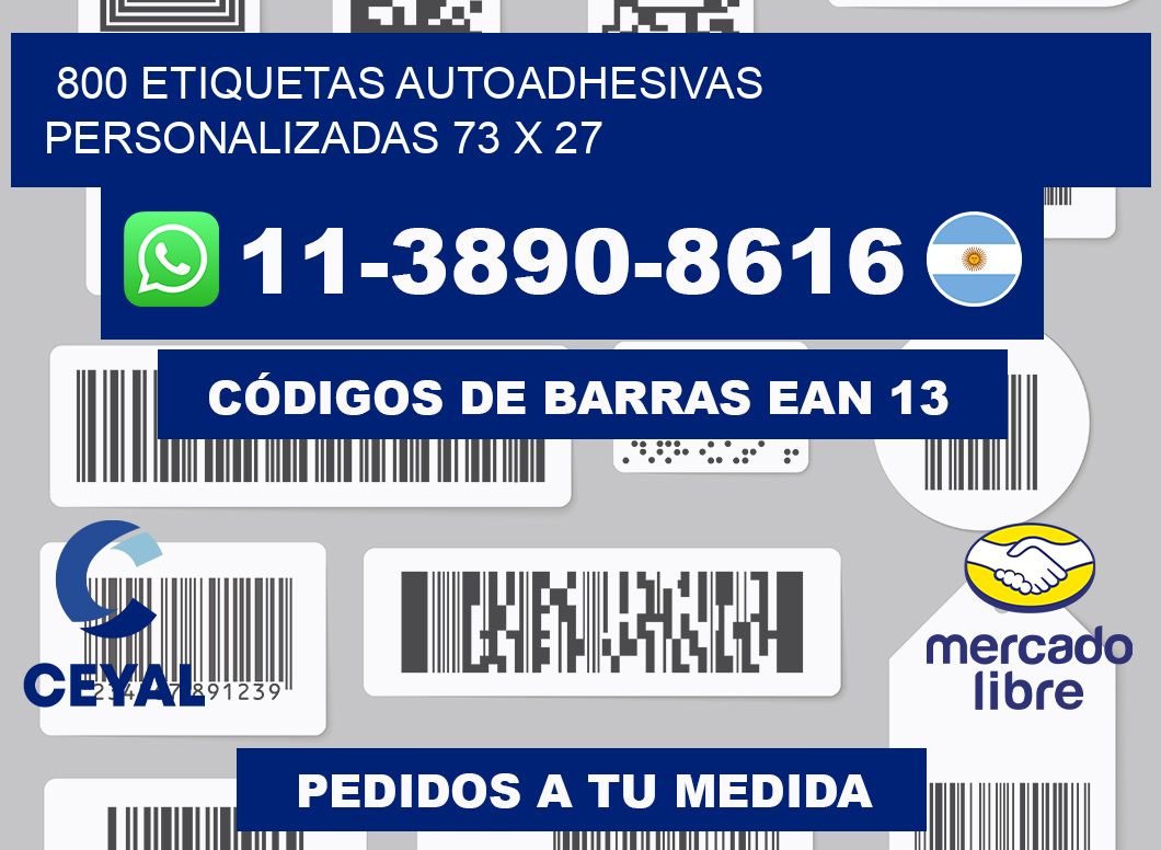800 Etiquetas autoadhesivas personalizadas 73 x 27