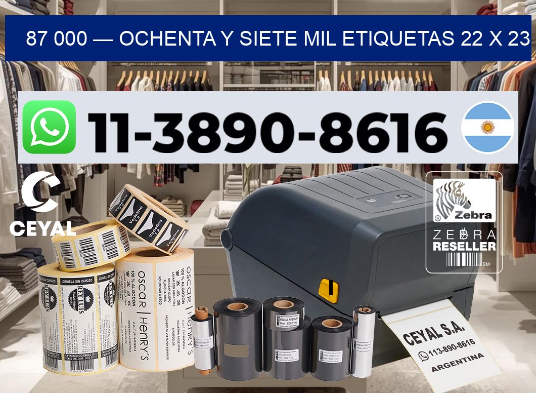 87 000 — ochenta y siete mil etiquetas 22 x 23