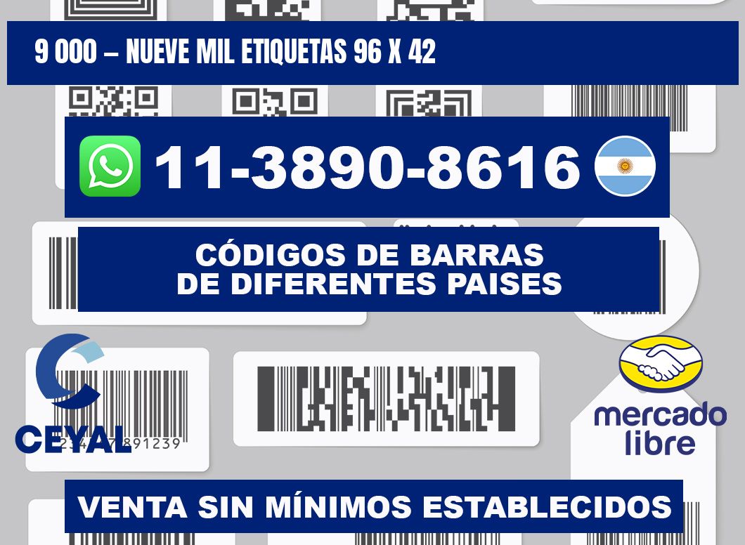 9 000 — nueve mil etiquetas 96 x 42