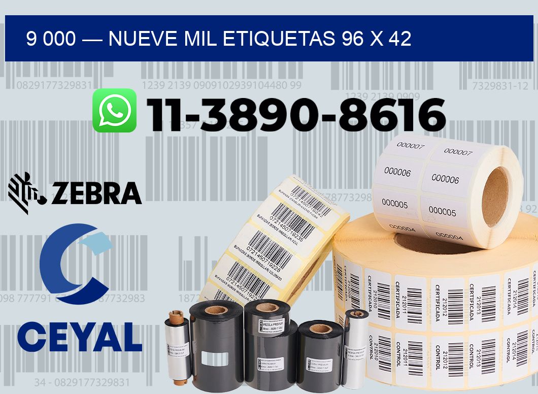 9 000 — nueve mil etiquetas 96 x 42