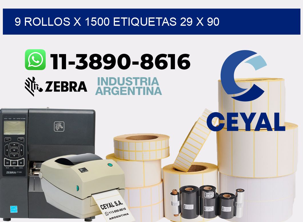 9 rollos x 1500 etiquetas 29 x 90