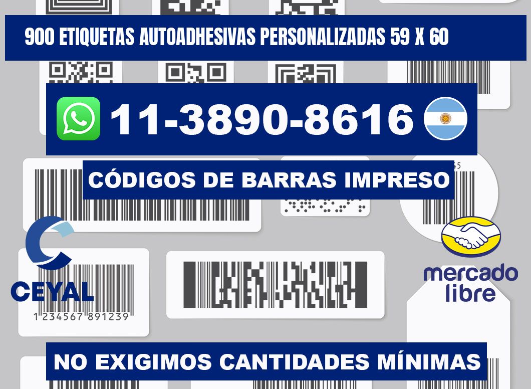 900 Etiquetas autoadhesivas personalizadas 59 x 60