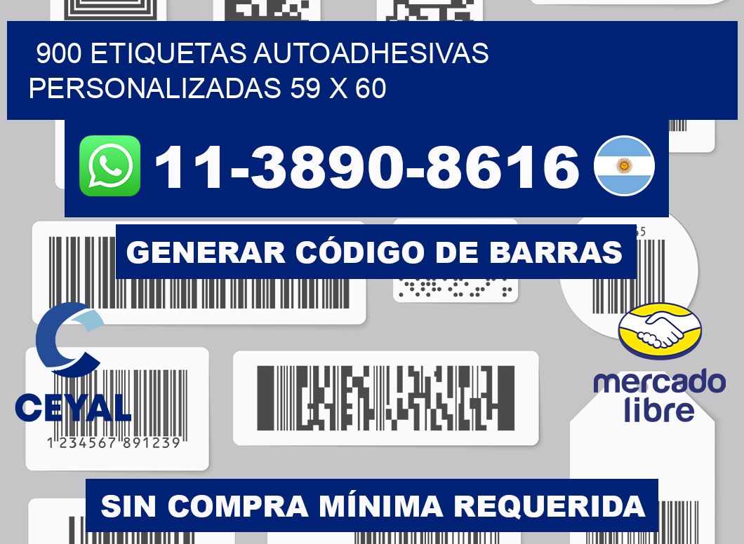 900 Etiquetas autoadhesivas personalizadas 59 x 60