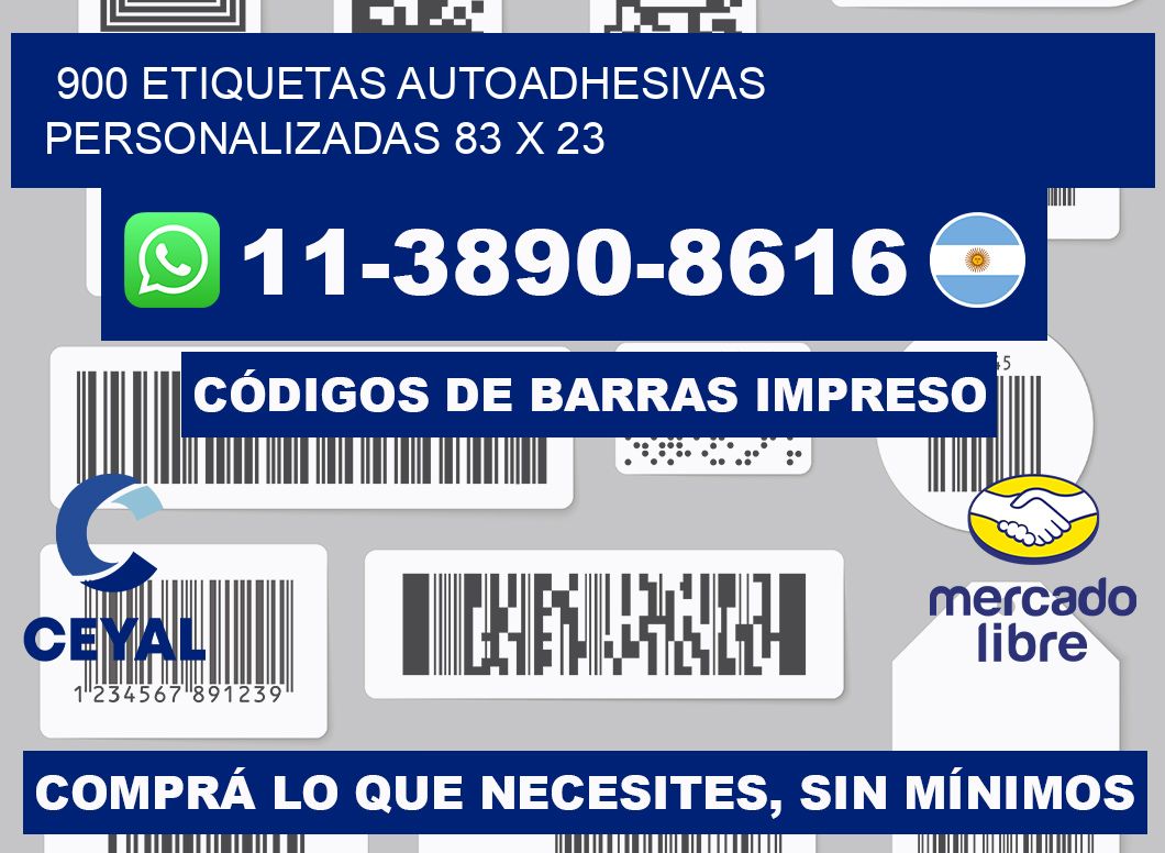 900 Etiquetas autoadhesivas personalizadas 83 x 23