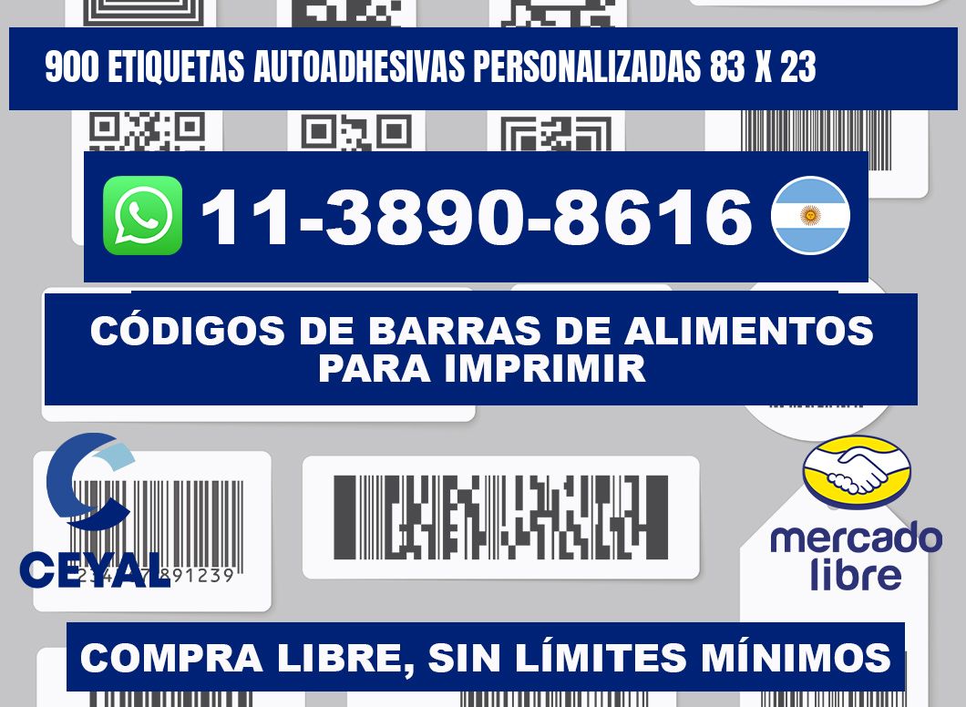 900 Etiquetas autoadhesivas personalizadas 83 x 23