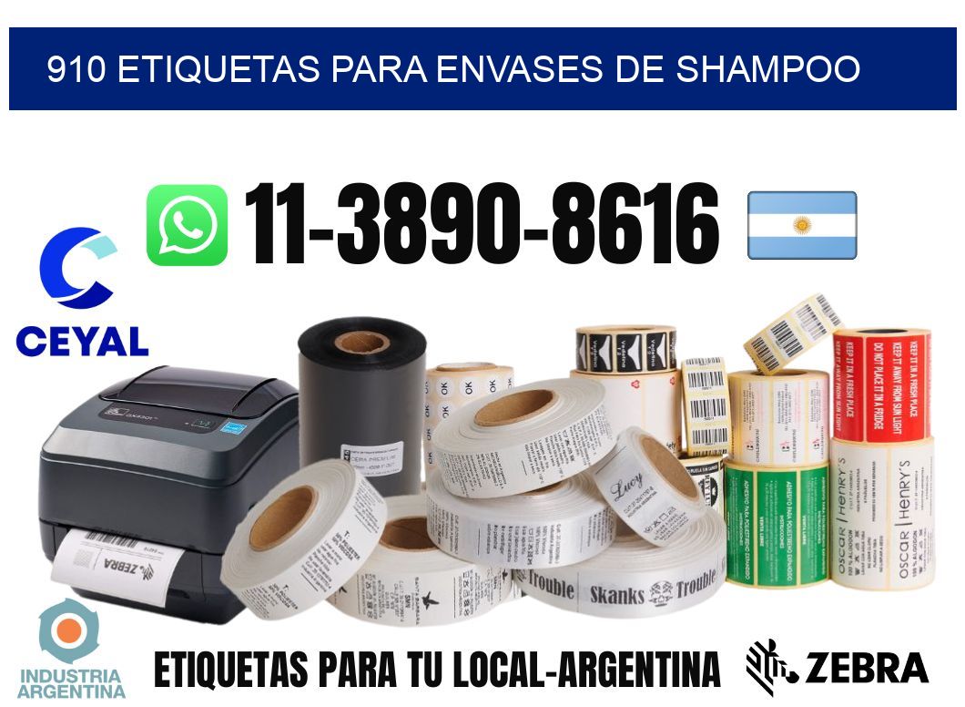 910 Etiquetas para envases de shampoo