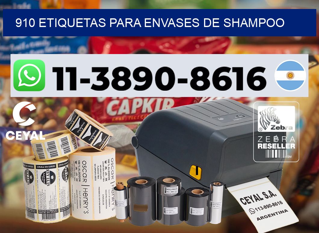 910 Etiquetas para envases de shampoo