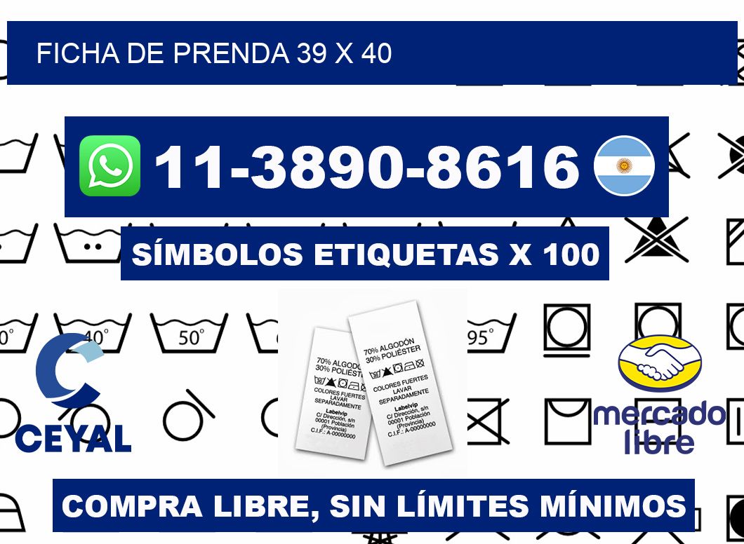 Ficha de prenda 39 x 40
