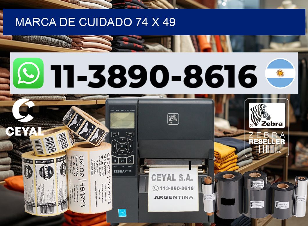 Marca de cuidado 74 x 49