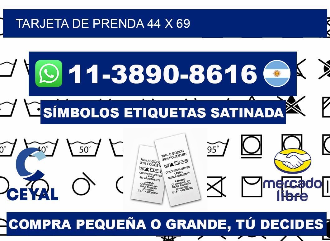 Tarjeta de prenda 44 x 69