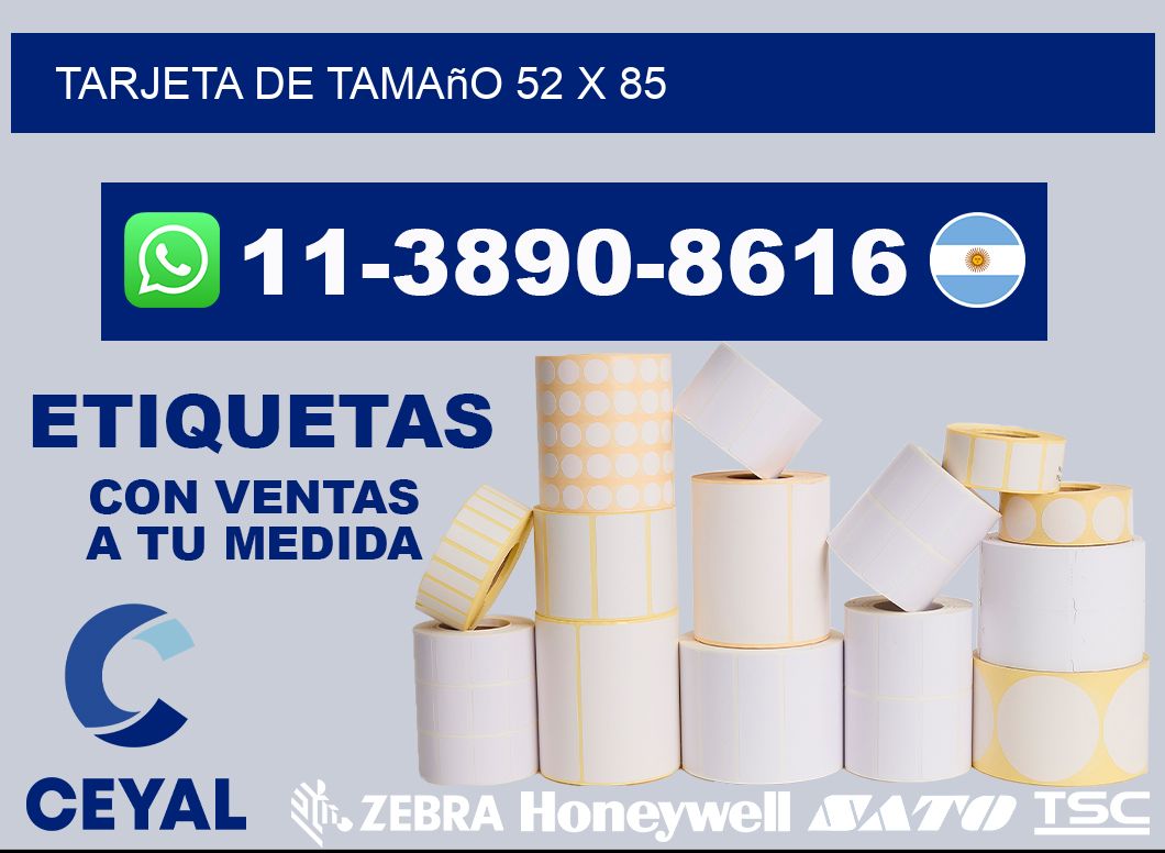 Tarjeta de tamaño 52 x 85
