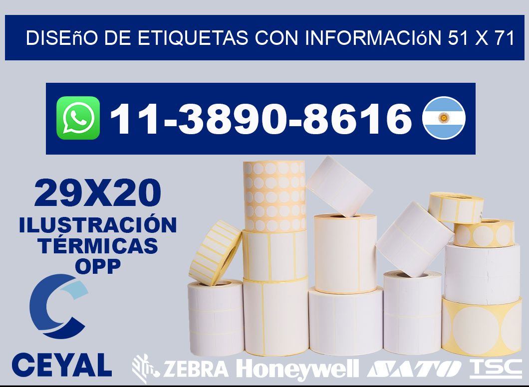 diseño de etiquetas con información 51 x 71