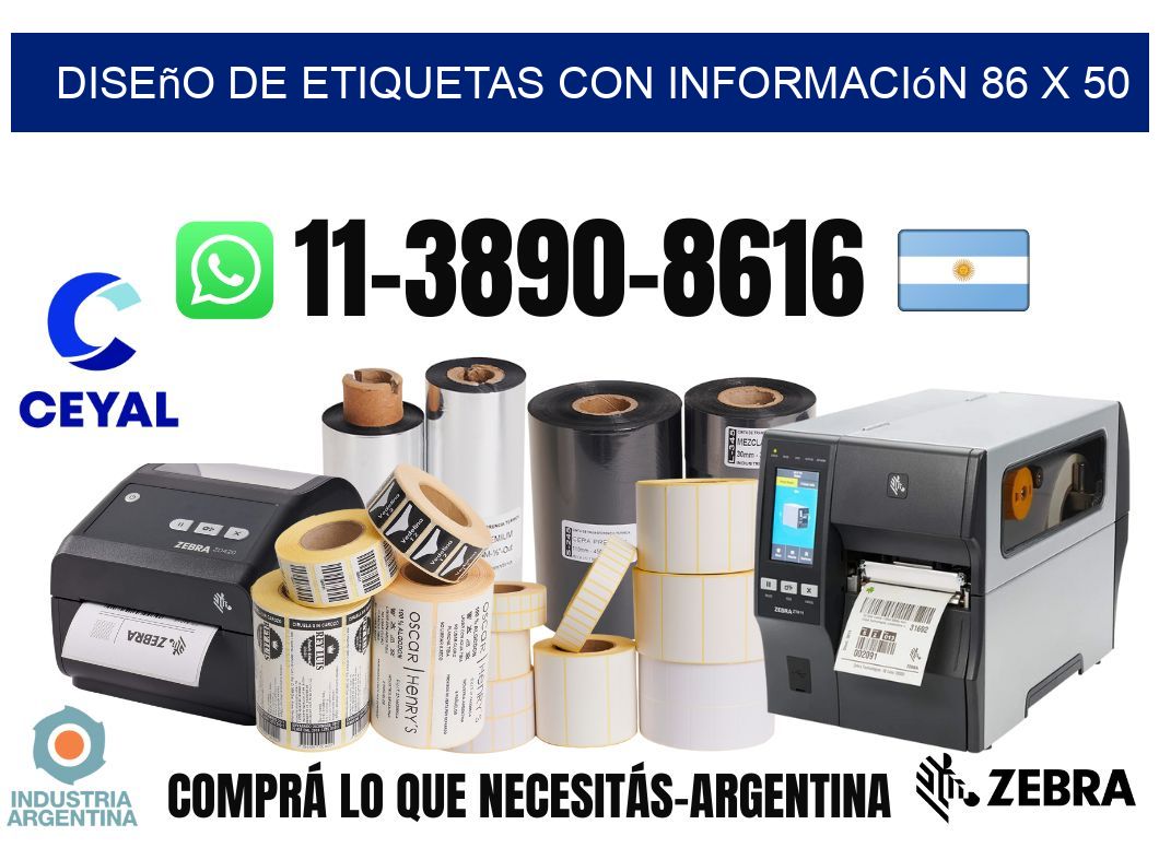 diseño de etiquetas con información 86 x 50