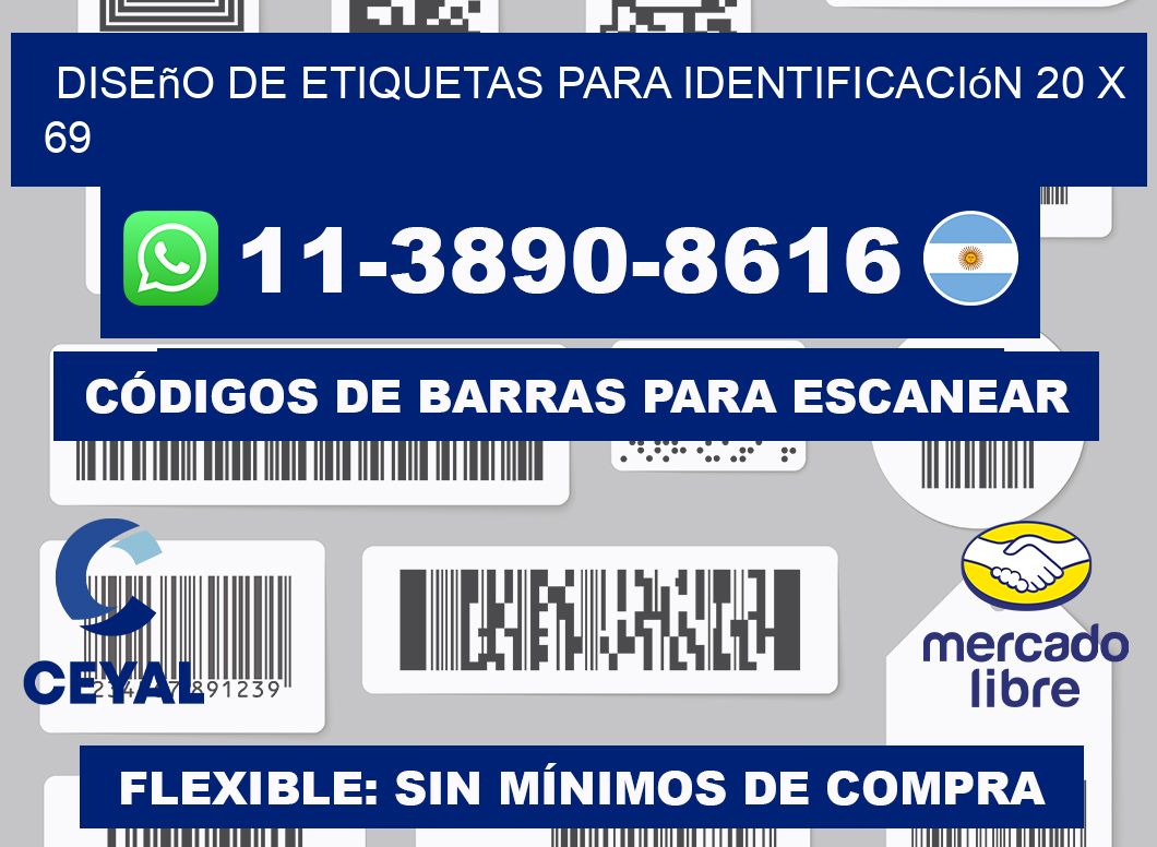 diseño de etiquetas para identificación 20 x 69