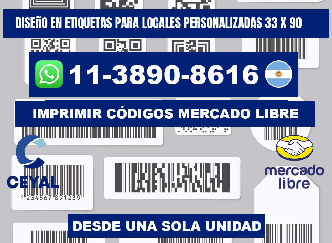 diseño en etiquetas para locales personalizadas 33 x 90