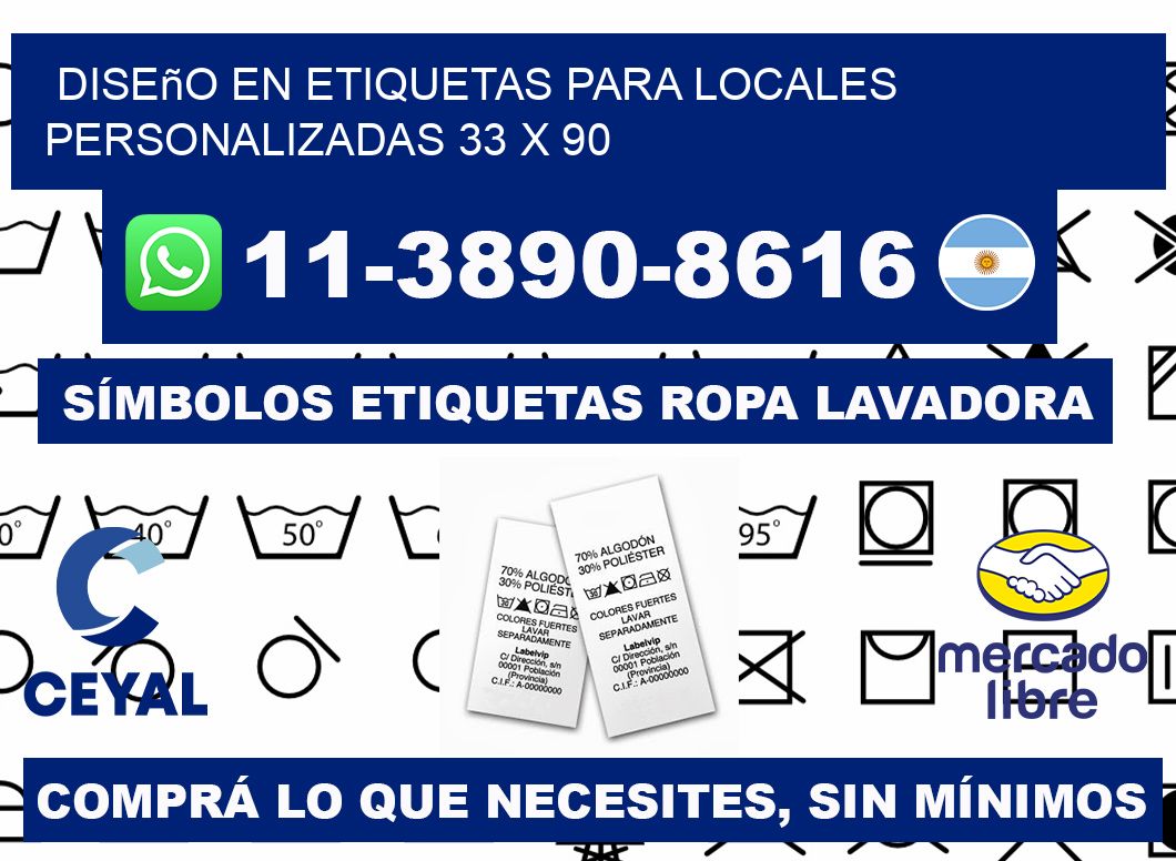 diseño en etiquetas para locales personalizadas 33 x 90