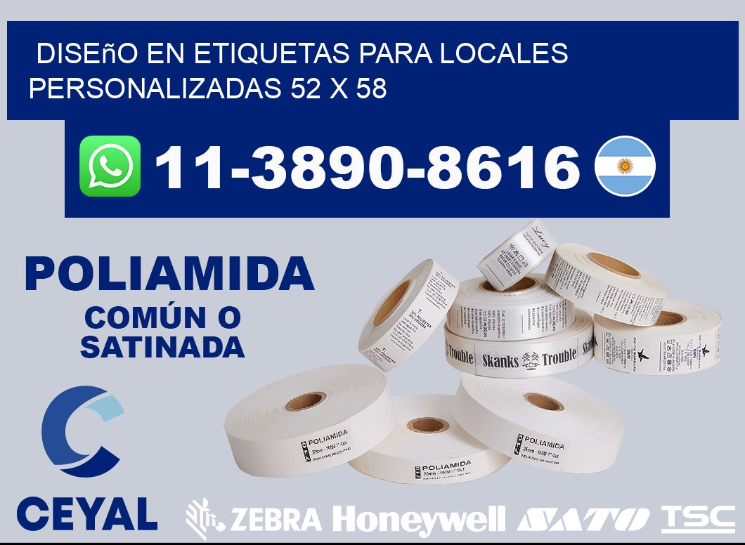 diseño en etiquetas para locales personalizadas 52 x 58