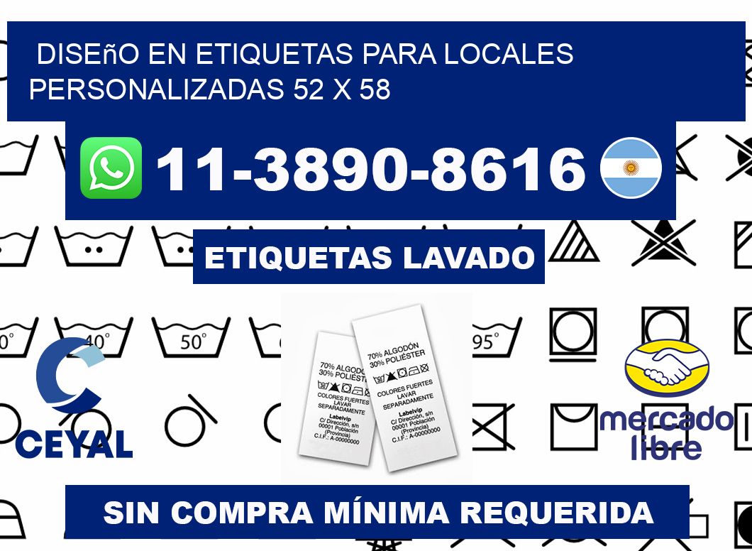 diseño en etiquetas para locales personalizadas 52 x 58