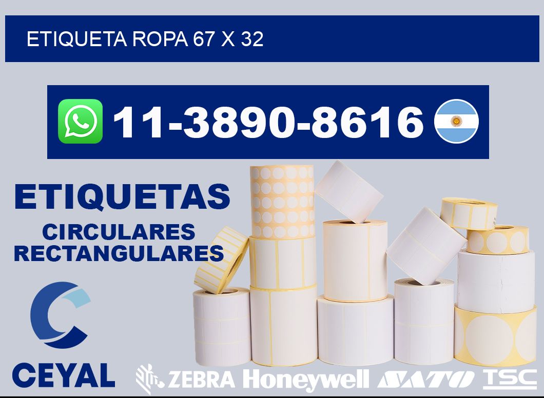 etiqueta ropa 67 x 32