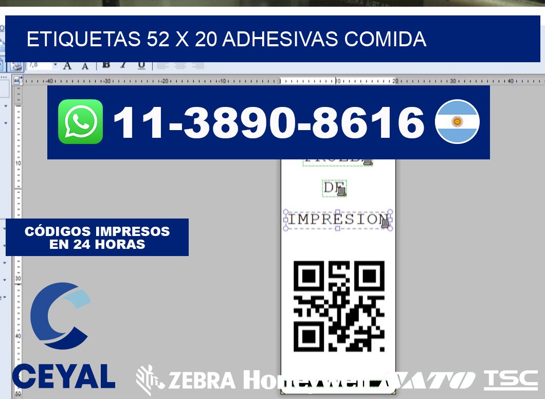 etiquetas 52 x 20 adhesivas comida