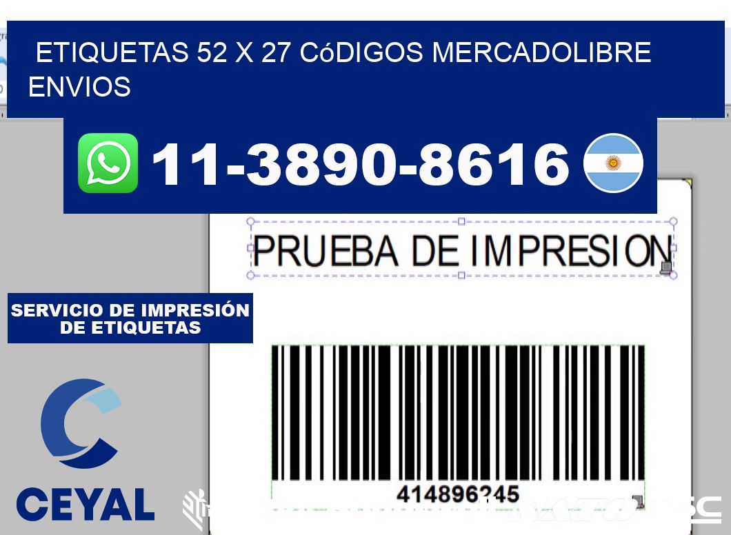 etiquetas 52 x 27 códigos mercadolibre envios