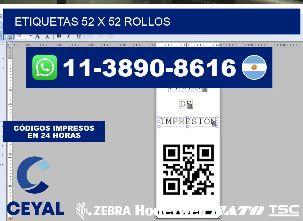 etiquetas 52 x 52 rollos