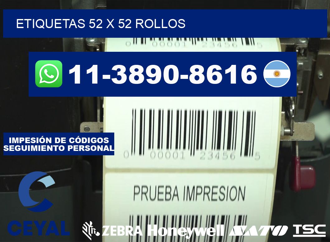etiquetas 52 x 52 rollos