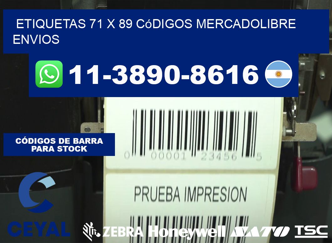 etiquetas 71 x 89 códigos mercadolibre envios