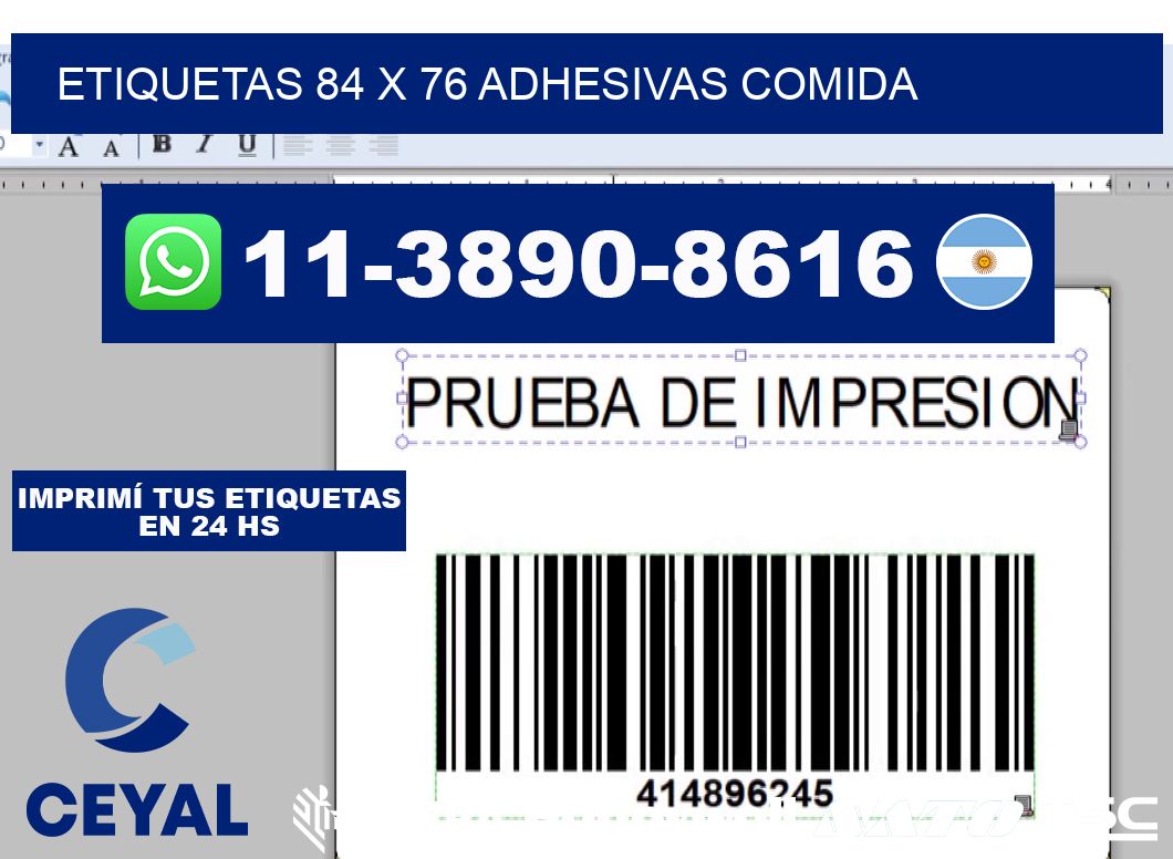 etiquetas 84 x 76 adhesivas comida