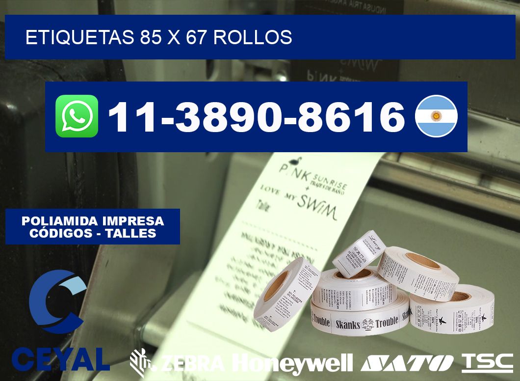 etiquetas 85 x 67 rollos