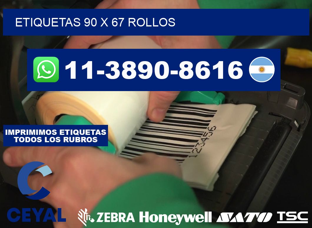 etiquetas 90 x 67 rollos