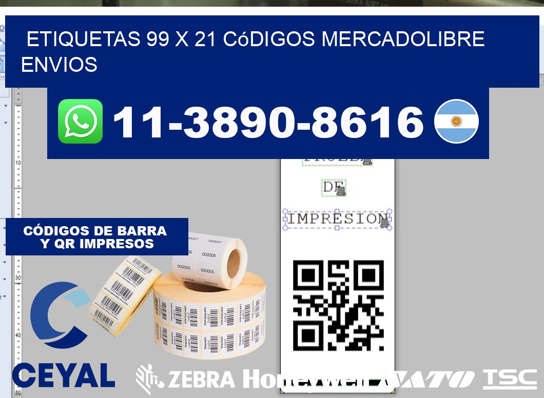 etiquetas 99 x 21 códigos mercadolibre envios