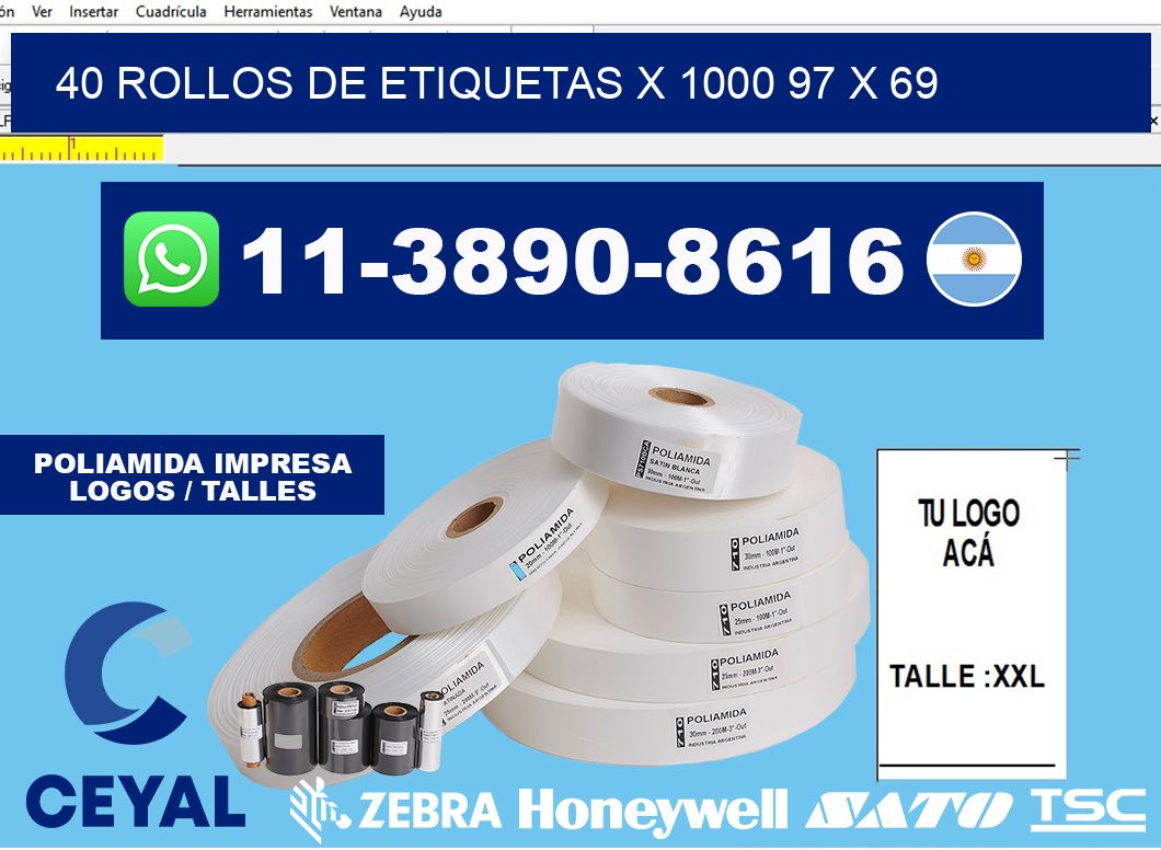 40 rollos de etiquetas x 1000 97 x 69