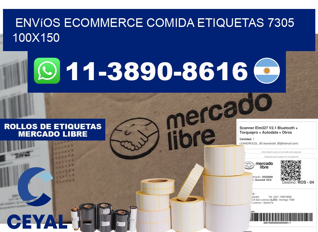 Envíos Ecommerce comida etiquetas 7305 100x150