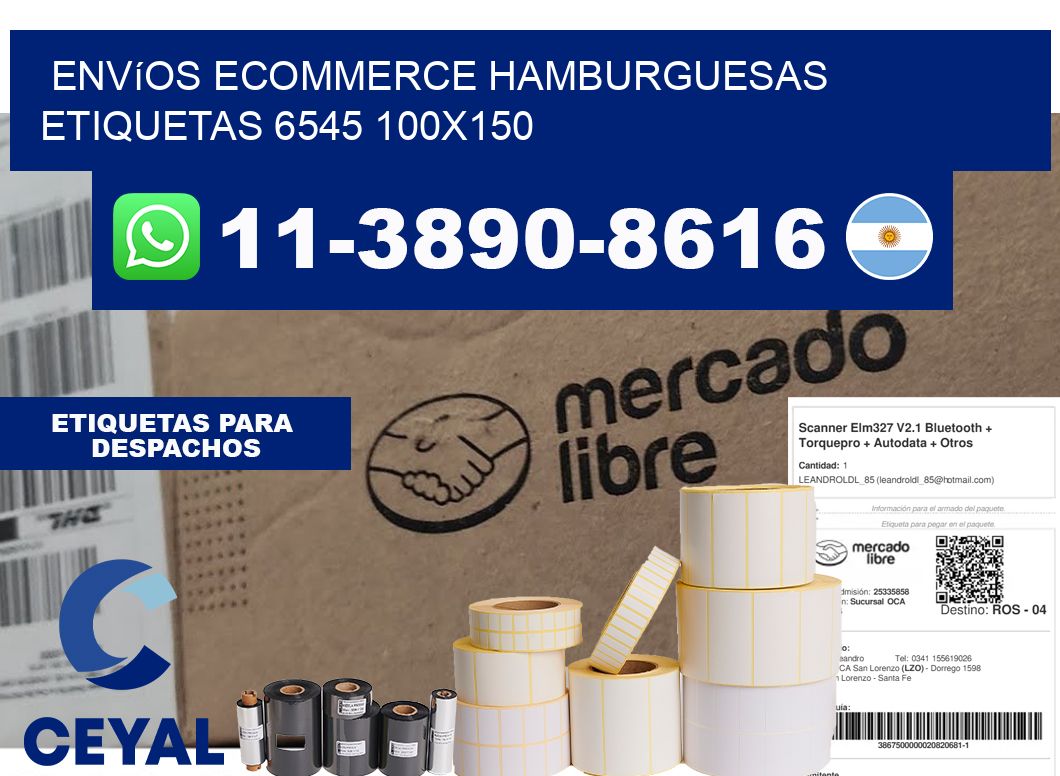 Envíos Ecommerce hamburguesas etiquetas 6545 100x150