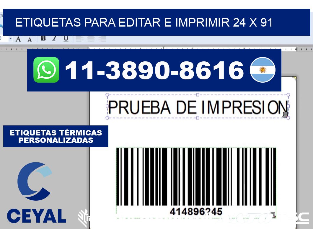 Etiquetas para editar e imprimir 24 x 91