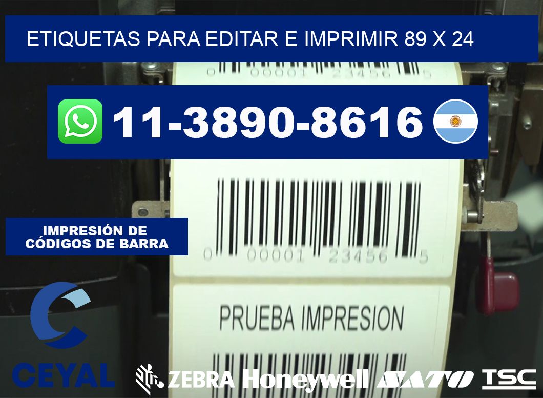 Etiquetas para editar e imprimir 89 x 24