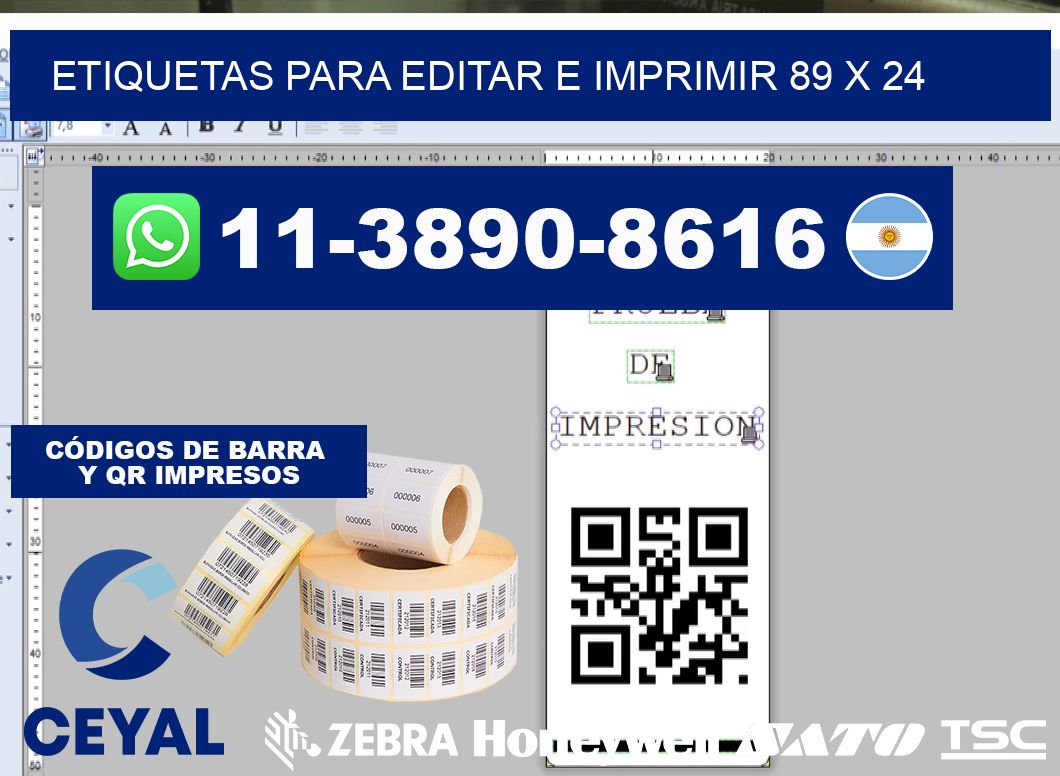 Etiquetas para editar e imprimir 89 x 24