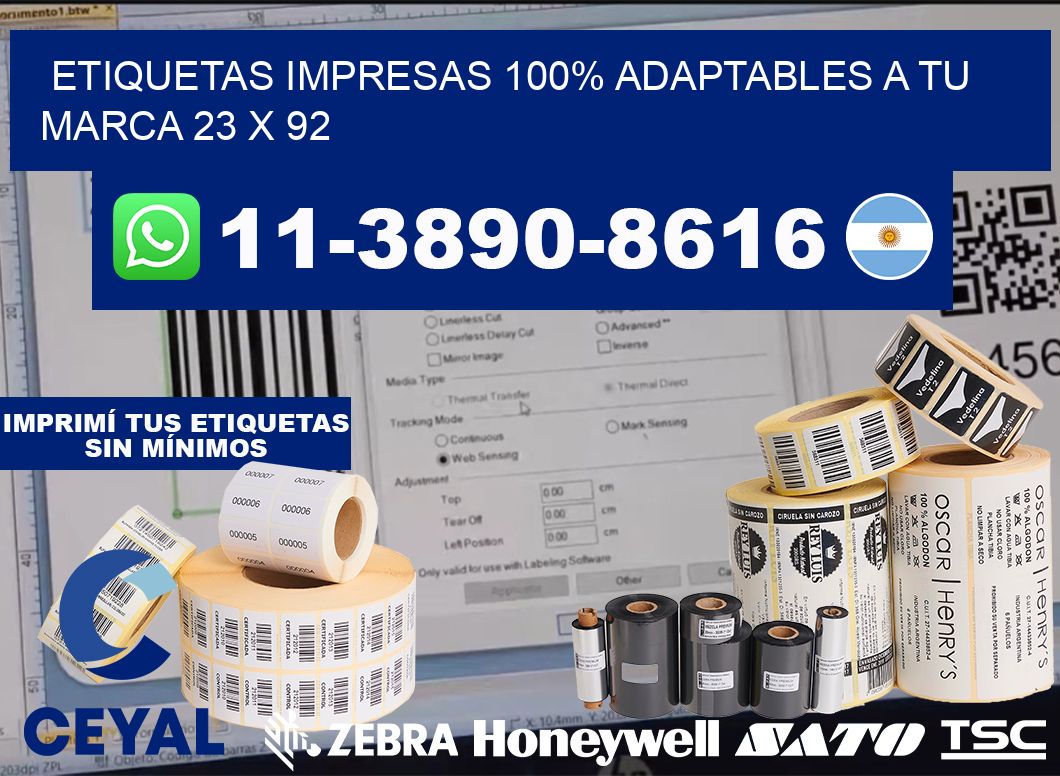 etiquetas impresas 100% adaptables a tu marca 23 x 92