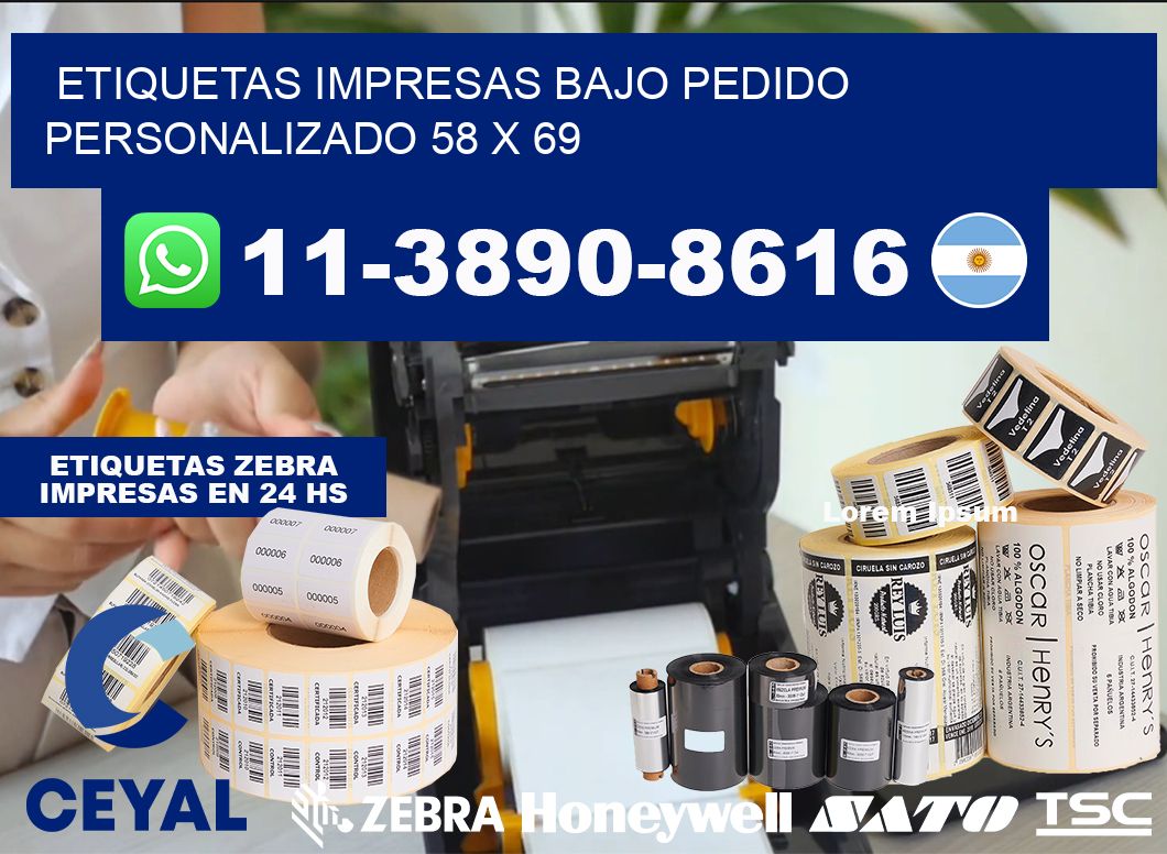 etiquetas impresas bajo pedido personalizado 58 x 69