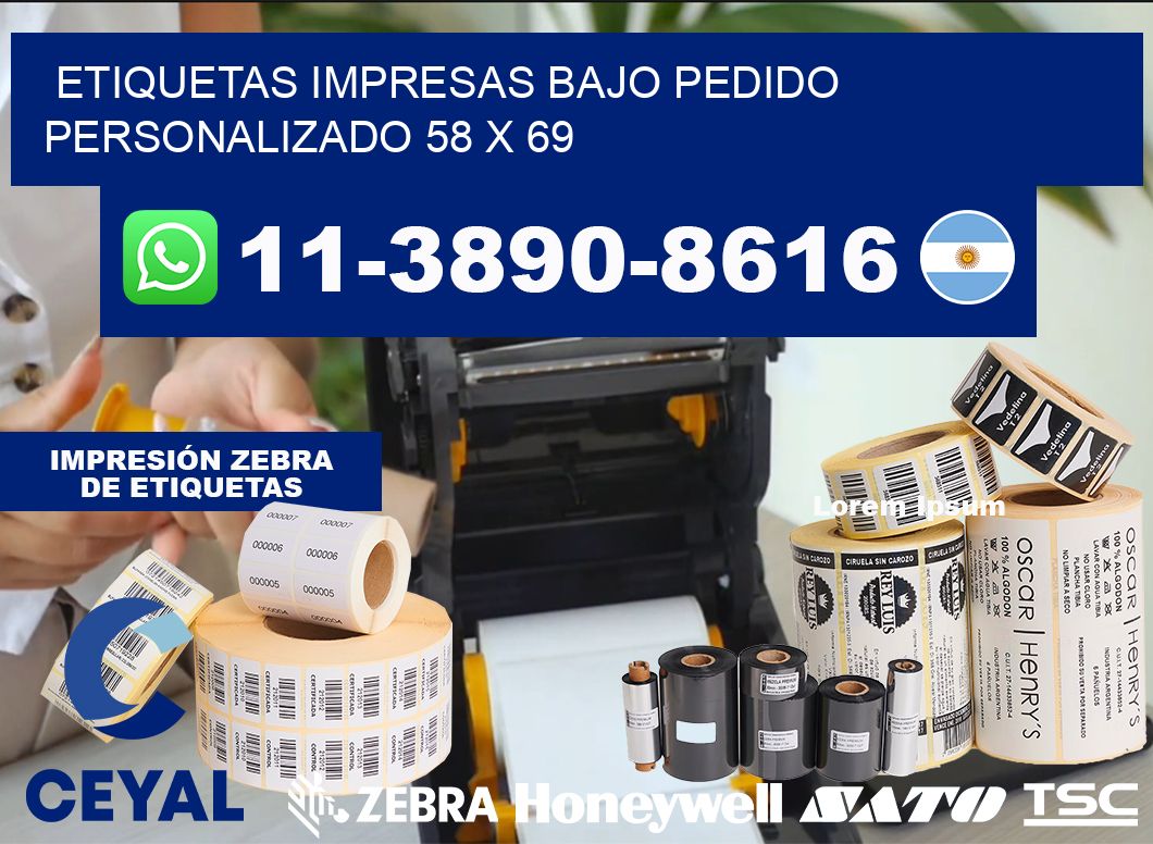 etiquetas impresas bajo pedido personalizado 58 x 69